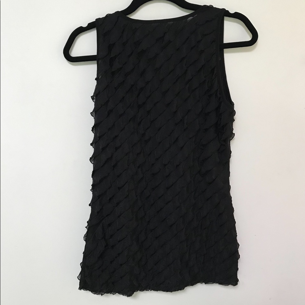 Cache Black Ruffle Top, size M - Picture 3 of 5